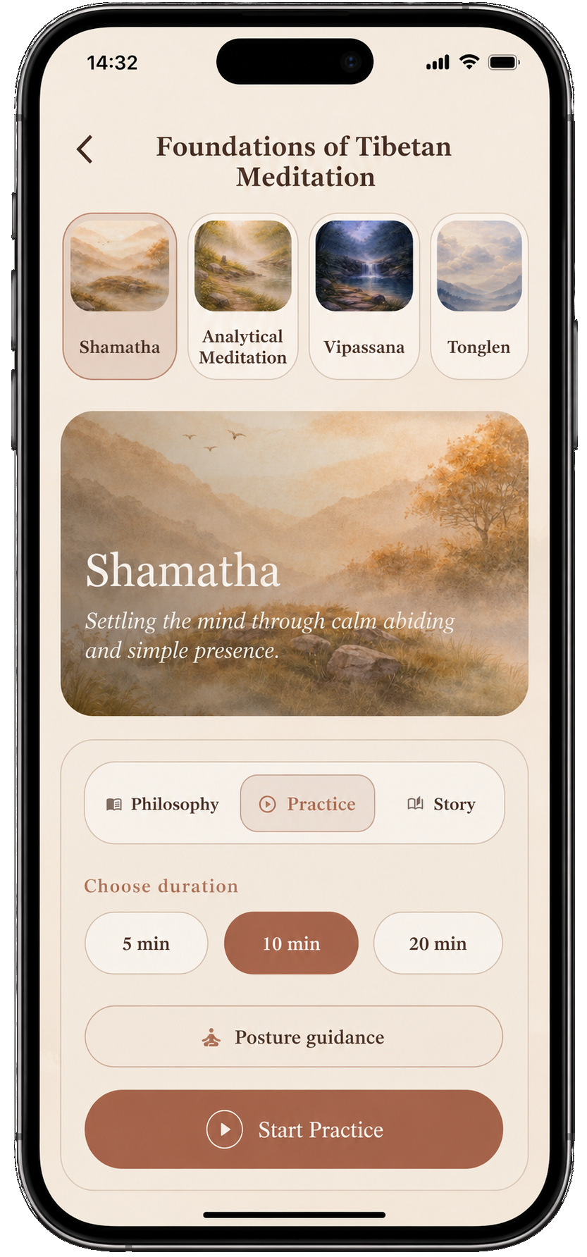 Meditators Shamatha session screen