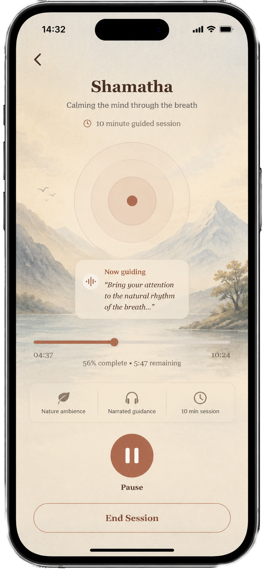 Meditators duration selection screen